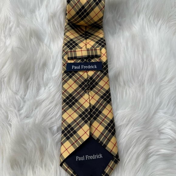Paul Fredrick Yellow Plaid Tie – 100% Silk – Made in Italy - Picture 5 of 6